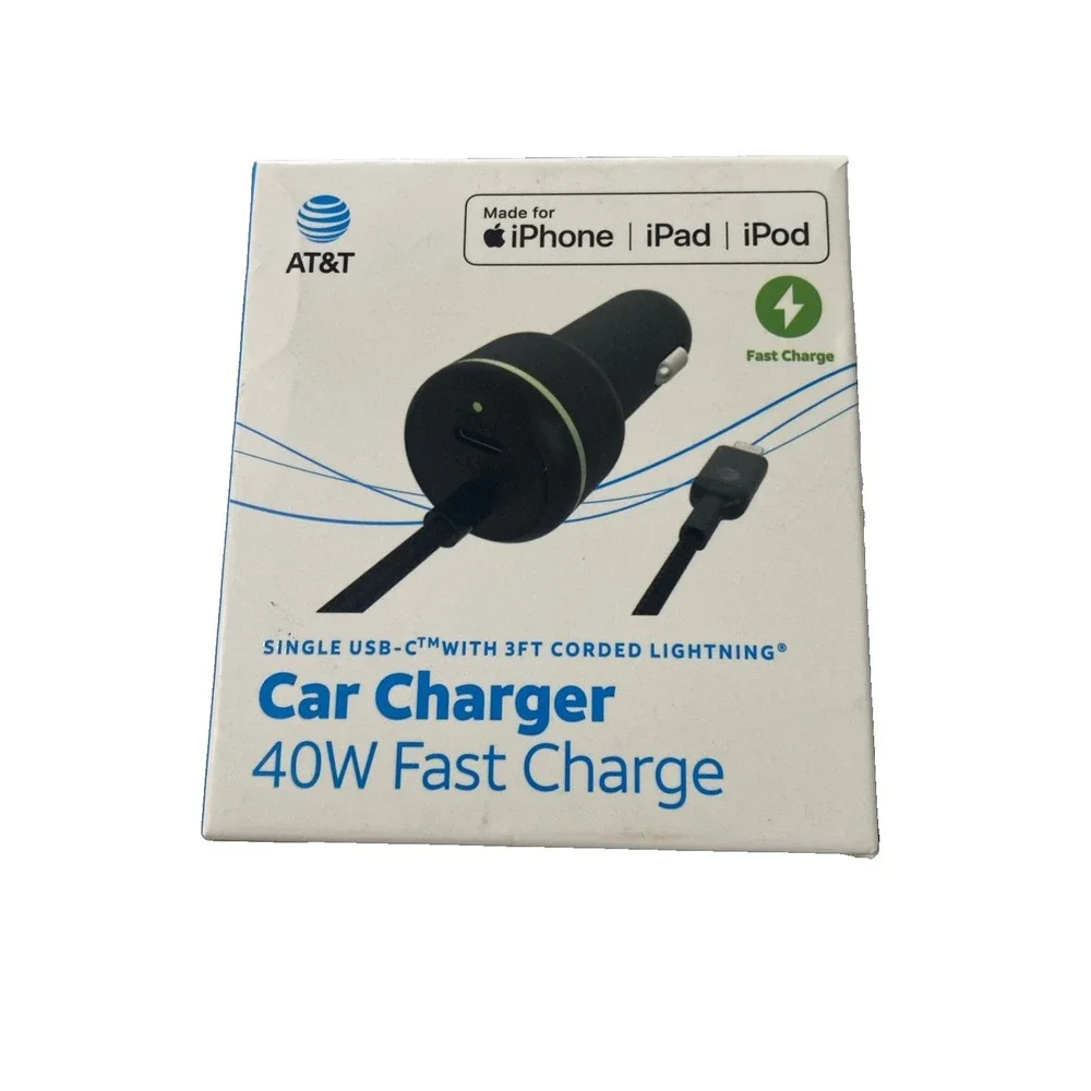 Car Charger Fast Charge Single USB-C 3ft cord iphone ipad USB-C 40W BRAND NEW
